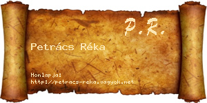 Petrács Réka névjegykártya