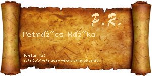 Petrács Réka névjegykártya